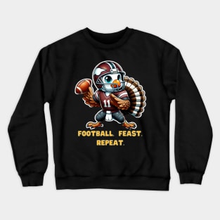 Funny Turkey Football Thanksgiving Feast Dinner Crewneck Sweatshirt